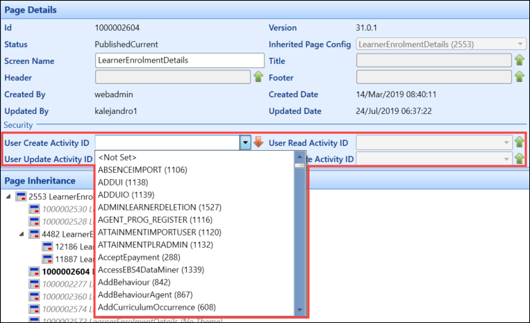 Activity ID fields